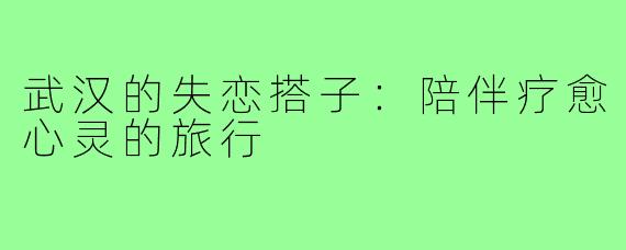 武汉的失恋搭子:陪伴疗愈心灵的旅行