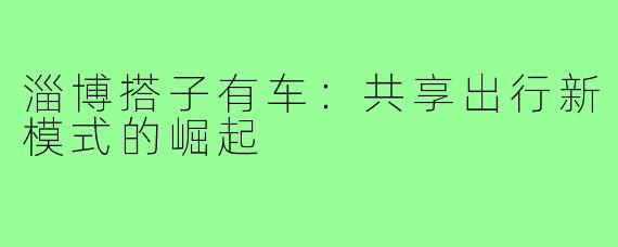 淄博搭子有车：共享出行新模式的崛起