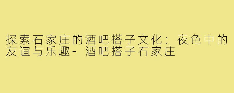 探索石家庄的酒吧搭子文化:夜色中的友谊与乐趣-酒吧搭子石家庄