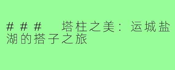 ### 塔柱之美：运城盐湖的搭子之旅