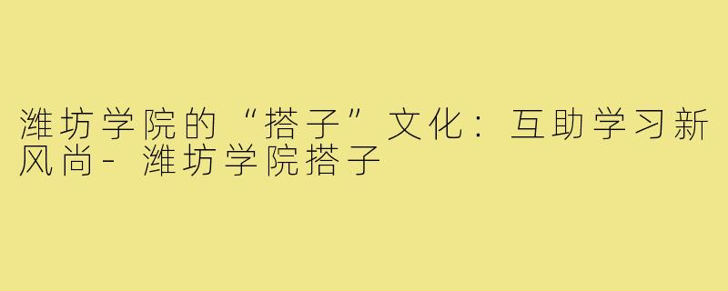 潍坊学院的“搭子”文化:互助学习新风尚-潍坊学院搭子