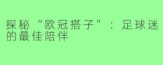 探秘“欧冠搭子”：足球迷的最佳陪伴
