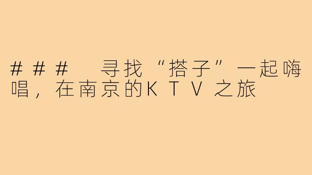 ### 寻找“搭子”一起嗨唱，在南京的KTV之旅