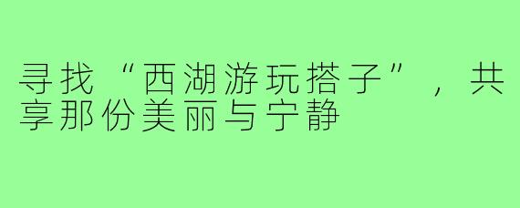寻找“西湖游玩搭子”,共享那份美丽与宁静