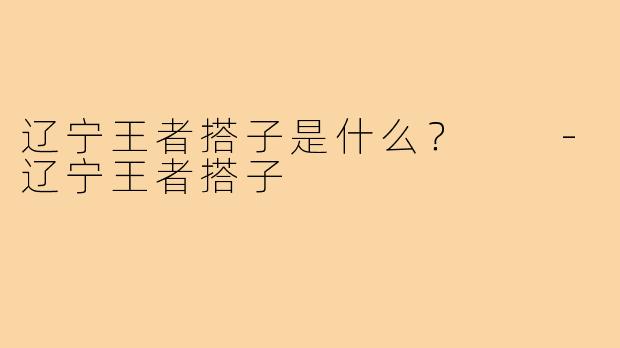 辽宁王者搭子是什么？  -辽宁王者搭子
