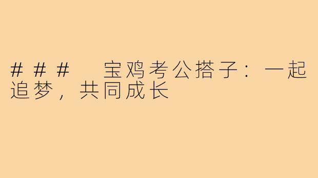 ### 宝鸡考公搭子：一起追梦，共同成长