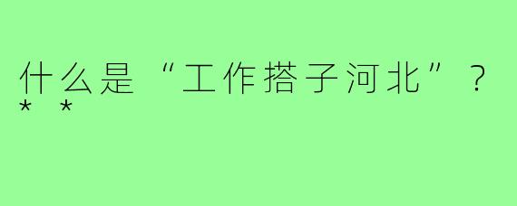 什么是“工作搭子河北”？**