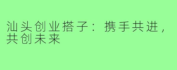 汕头创业搭子:携手共进,共创未来