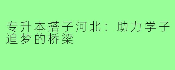 专升本搭子河北：助力学子追梦的桥梁