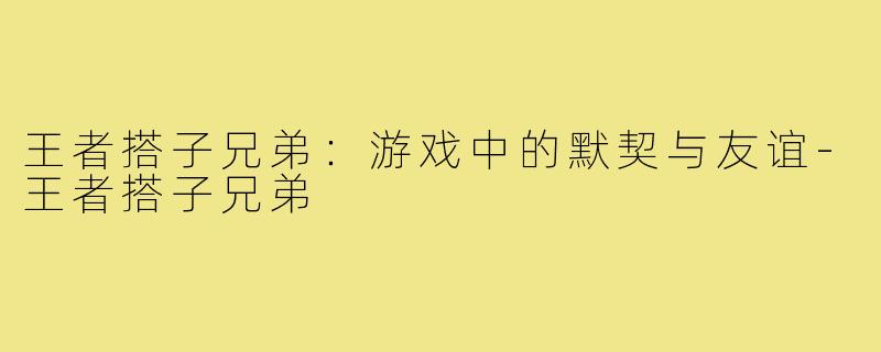 王者搭子兄弟：游戏中的默契与友谊