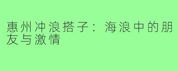 惠州冲浪搭子：海浪中的朋友与激情