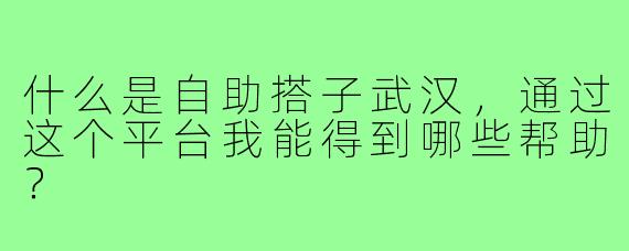 什么是自助搭子武汉，通过这个平台我能得到哪些帮助？