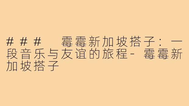### 霉霉新加坡搭子:一段音乐与友谊的旅程-霉霉新加坡搭子