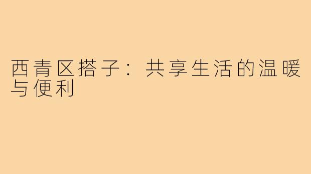 西青区搭子:共享生活的温暖与便利
