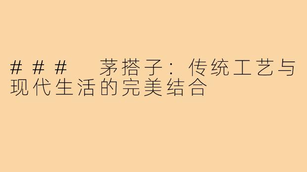 ### 茅搭子：传统工艺与现代生活的完美结合