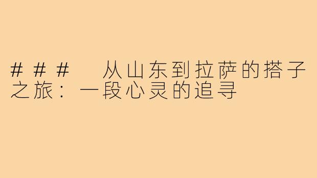 ### 从山东到拉萨的搭子之旅：一段心灵的追寻