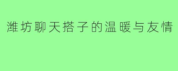 潍坊聊天搭子的温暖与友情