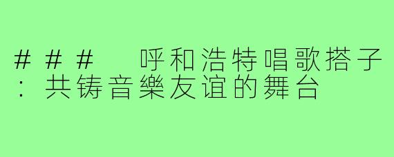 ### 呼和浩特唱歌搭子:共铸音樂友谊的舞台