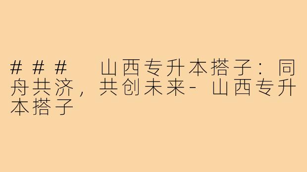 ### 山西专升本搭子：同舟共济，共创未来-山西专升本搭子