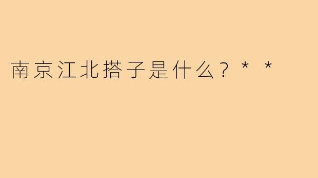 南京江北搭子是什么？**