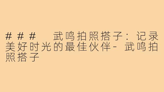 ### 武鸣拍照搭子：记录美好时光的最佳伙伴