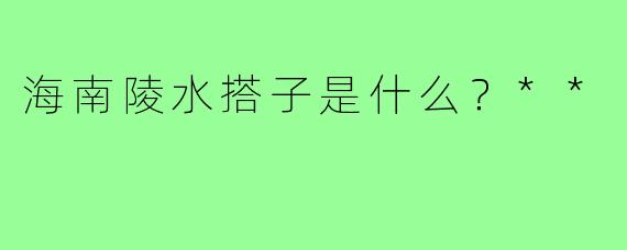 海南陵水搭子是什么？**