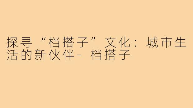 探寻“档搭子”文化：城市生活的新伙伴-档搭子