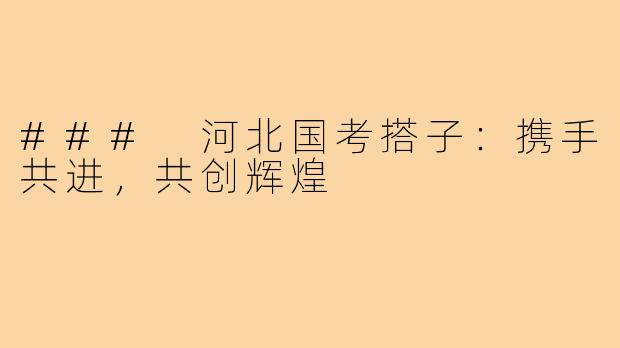 ### 河北国考搭子:携手共进,共创辉煌