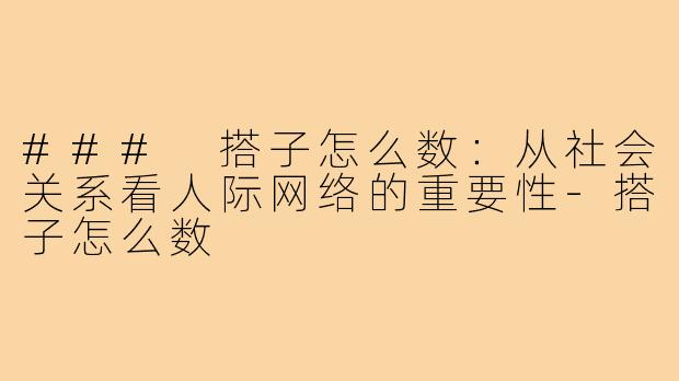 ### 搭子怎么数：从社会关系看人际网络的重要性-搭子怎么数