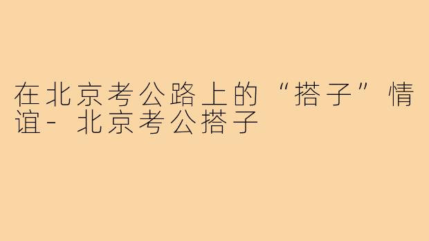 在北京考公路上的“搭子”情谊-北京考公搭子