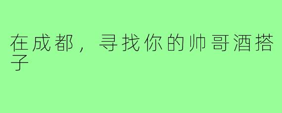 在成都,寻找你的帅哥酒搭子