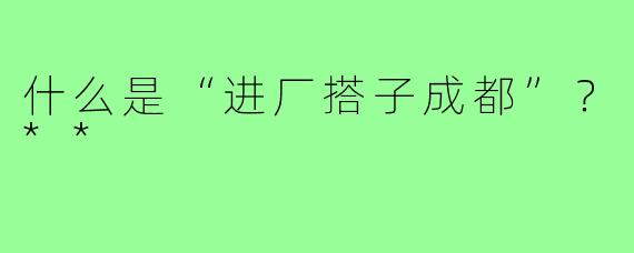 什么是“进厂搭子成都”？**