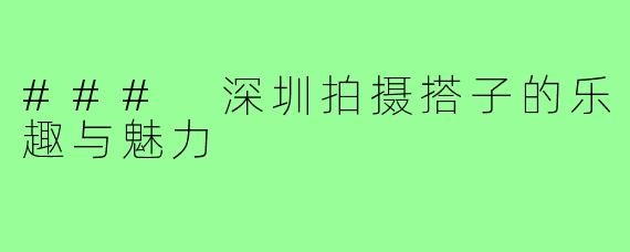 ### 深圳拍摄搭子的乐趣与魅力