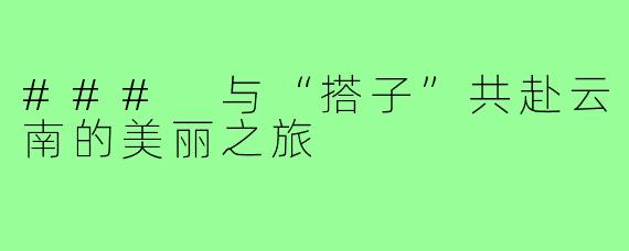 ### 与“搭子”共赴云南的美丽之旅