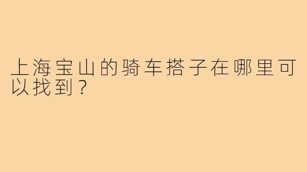 上海宝山的骑车搭子在哪里可以找到？