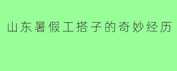 山东暑假工搭子的奇妙经历