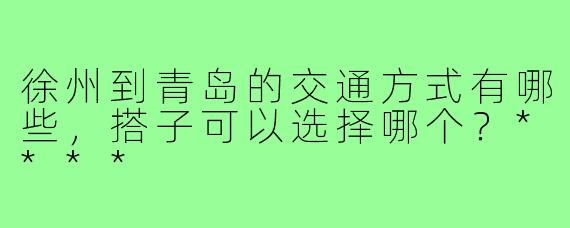 徐州到青岛的交通方式有哪些，搭子可以选择哪个？****