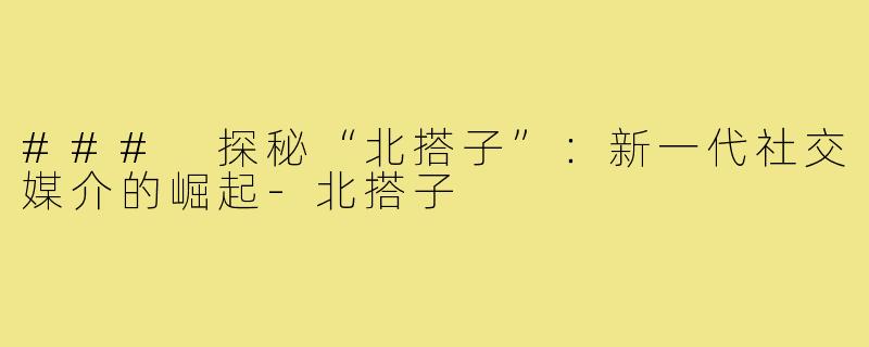 ### 探秘“北搭子”:新一代社交媒介的崛起-北搭子