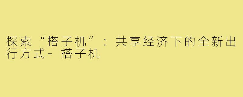 探索“搭子机”：共享经济下的全新出行方式-搭子机