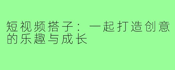 短视频搭子：一起打造创意的乐趣与成长