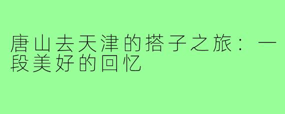 唐山去天津的搭子之旅:一段美好的回忆
