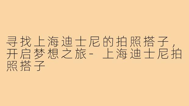 寻找上海迪士尼的拍照搭子,开启梦想之旅-上海迪士尼拍照搭子