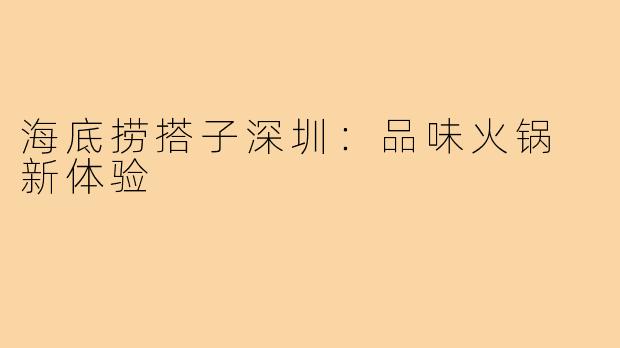 海底捞搭子深圳:品味火锅 新体验