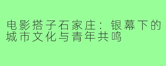 电影搭子石家庄:银幕下的城市文化与青年共鸣
