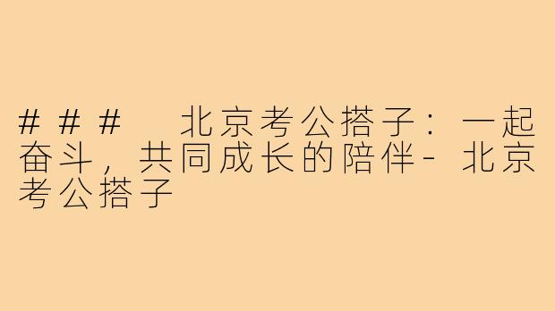 ### 北京考公搭子：一起奋斗，共同成长的陪伴-北京考公搭子