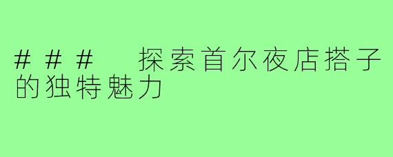 ### 探索首尔夜店搭子的独特魅力