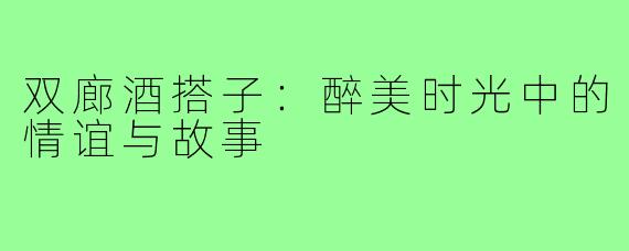 双廊酒搭子:醉美时光中的情谊与故事