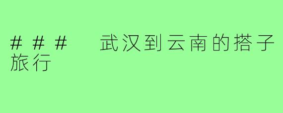 ### 武汉到云南的搭子旅行