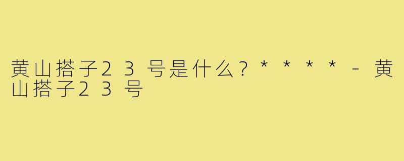 黄山搭子23号是什么？****