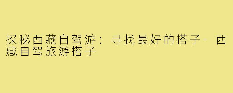 探秘西藏自驾游:寻找最好的搭子-西藏自驾旅游搭子